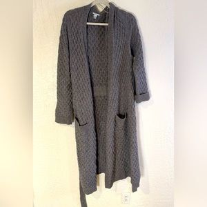 Grey Cable-Knit Duster